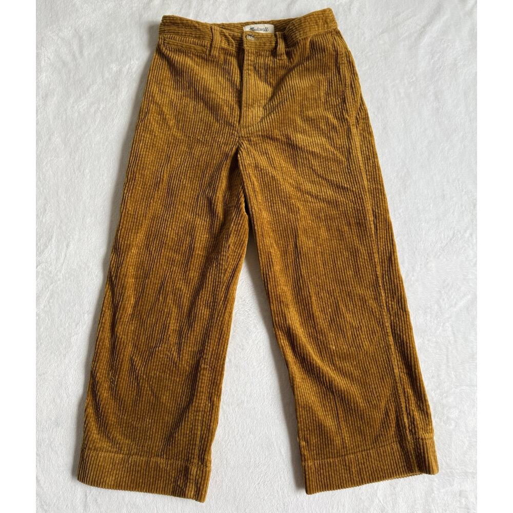 Madewell Slim Emmett Wide Leg Crop Pants Womens Corduroy Yellow Mustard 25P